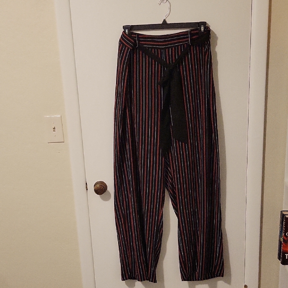 NWT City Chic Black, Red, And White Striped Dress Pants with Side Zipper